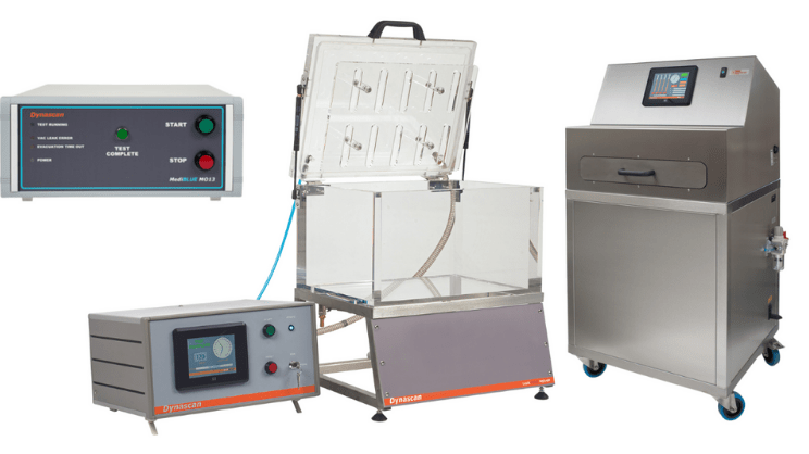 Composite image of leak detection and seal integrity testing equipment, including vacuum decay testers, burst testers, and other packaging inspection systems supplied by Control Metrix.